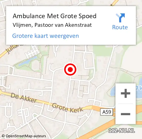 Locatie op kaart van de 112 melding: Ambulance Met Grote Spoed Naar Vlijmen, Pastoor van Akenstraat op 24 september 2019 15:10