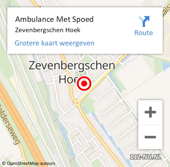 Locatie op kaart van de 112 melding: Ambulance Met Spoed Naar Zevenbergschen Hoek op 24 september 2019 15:20