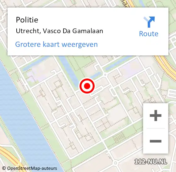 Locatie op kaart van de 112 melding: Politie Utrecht, Vasco Da Gamalaan op 24 september 2019 15:26