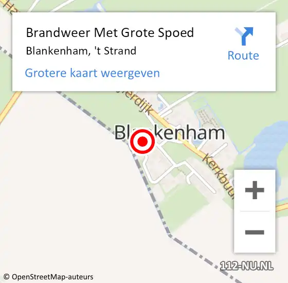 Locatie op kaart van de 112 melding: Brandweer Met Grote Spoed Naar Blankenham, 't Strand op 14 april 2014 18:43