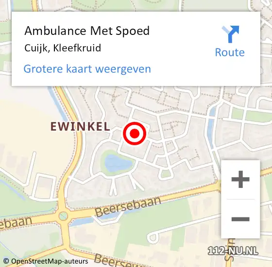 Locatie op kaart van de 112 melding: Ambulance Met Spoed Naar Cuijk, Kleefkruid op 24 september 2019 17:02