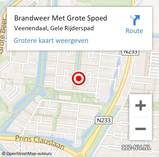 Locatie op kaart van de 112 melding: Brandweer Met Grote Spoed Naar Veenendaal, Gele Rijderspad op 24 september 2019 17:14