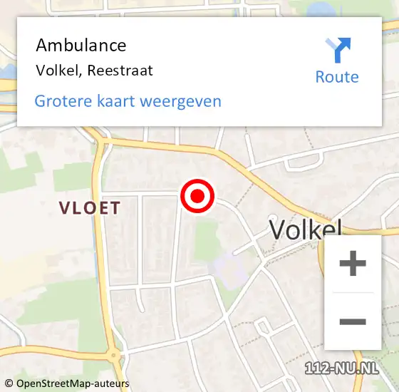 Locatie op kaart van de 112 melding: Ambulance Volkel, Reestraat op 24 september 2019 17:37