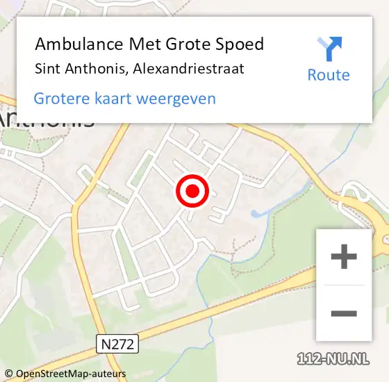 Locatie op kaart van de 112 melding: Ambulance Met Grote Spoed Naar Sint Anthonis, Alexandriestraat op 24 september 2019 19:19