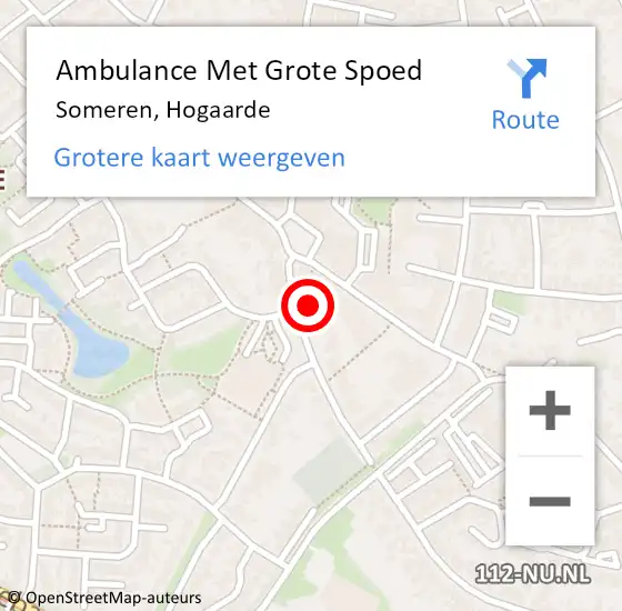 Locatie op kaart van de 112 melding: Ambulance Met Grote Spoed Naar Someren, Hogaarde op 24 september 2019 19:51