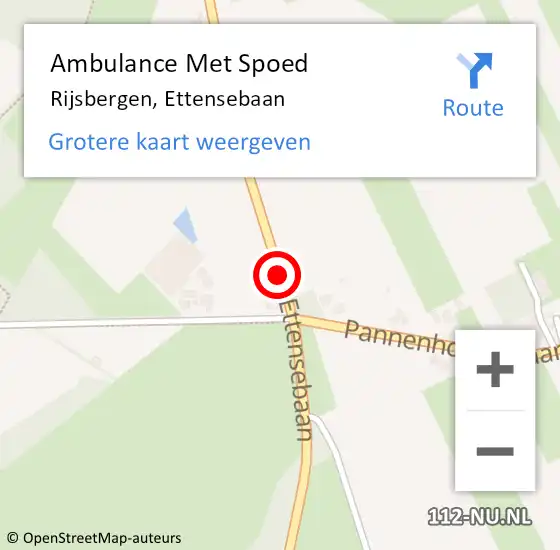 Locatie op kaart van de 112 melding: Ambulance Met Spoed Naar Rijsbergen, Ettensebaan op 24 september 2019 20:03