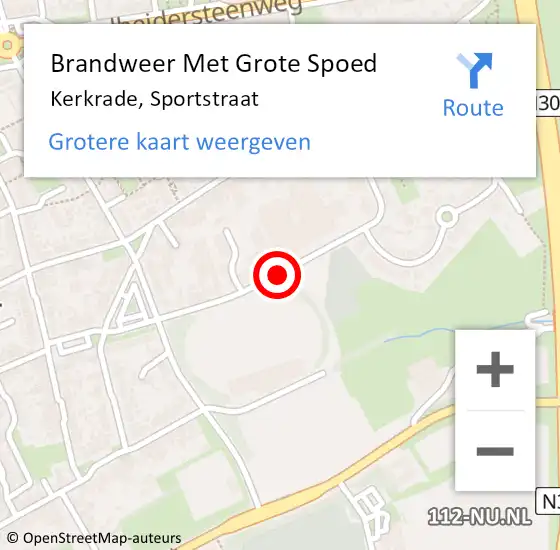 Locatie op kaart van de 112 melding: Brandweer Met Grote Spoed Naar Kerkrade, Sportstraat op 24 september 2019 21:55