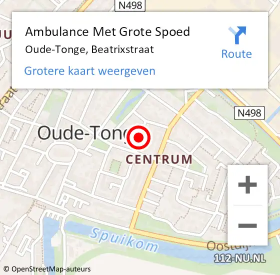 Locatie op kaart van de 112 melding: Ambulance Met Grote Spoed Naar Oude-Tonge, Beatrixstraat op 24 september 2019 21:58