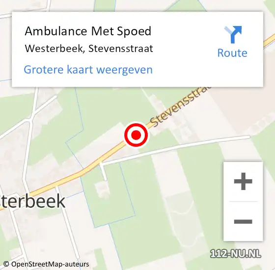 Locatie op kaart van de 112 melding: Ambulance Met Spoed Naar Westerbeek, Stevensstraat op 24 september 2019 22:15