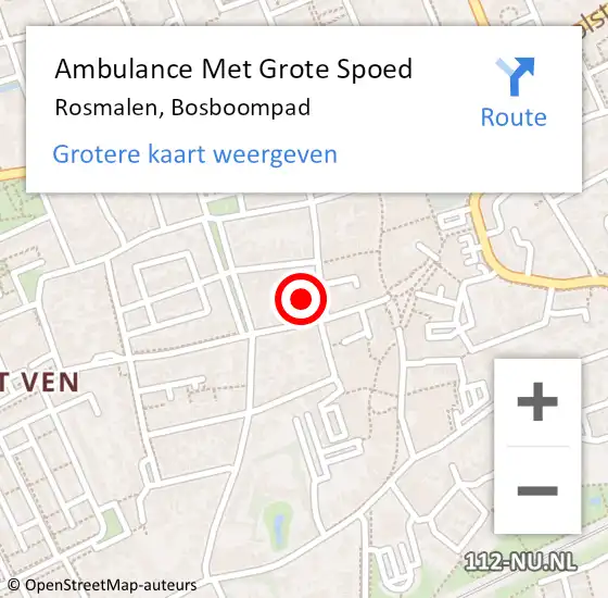 Locatie op kaart van de 112 melding: Ambulance Met Grote Spoed Naar Rosmalen, Bosboompad op 25 september 2019 01:14