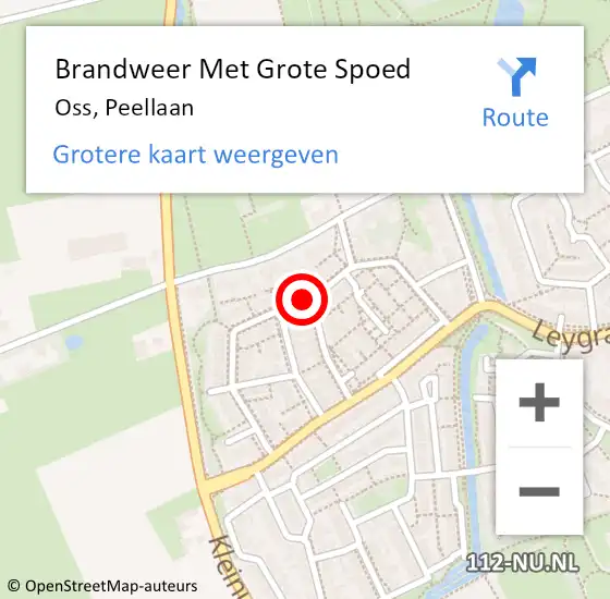 Locatie op kaart van de 112 melding: Brandweer Met Grote Spoed Naar Oss, Peellaan op 25 september 2019 07:03