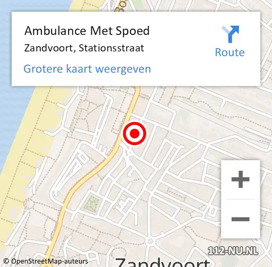 Locatie op kaart van de 112 melding: Ambulance Met Spoed Naar Zandvoort, Stationsstraat op 25 september 2019 08:18