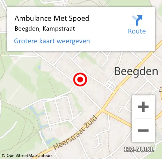 Locatie op kaart van de 112 melding: Ambulance Met Spoed Naar Beegden, Kampstraat op 25 september 2019 09:30