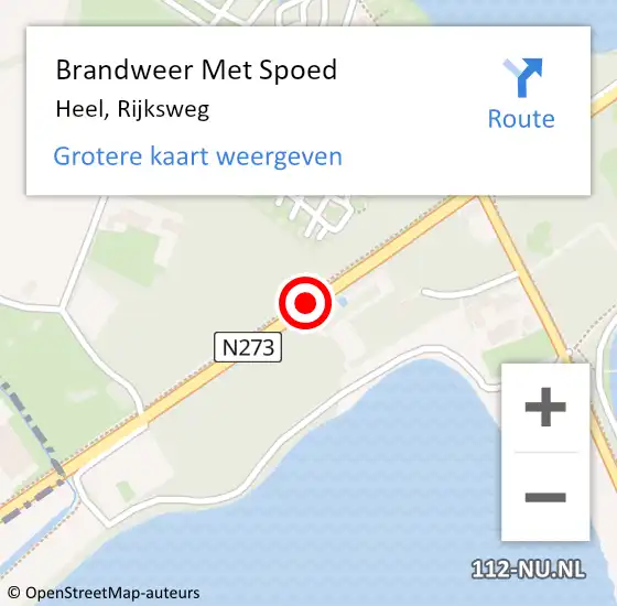 Locatie op kaart van de 112 melding: Brandweer Met Spoed Naar Heel, Rijksweg op 25 september 2019 10:15