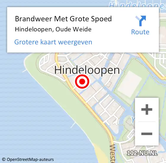 Locatie op kaart van de 112 melding: Brandweer Met Grote Spoed Naar Hindeloopen, Oude Weide op 14 april 2014 19:28