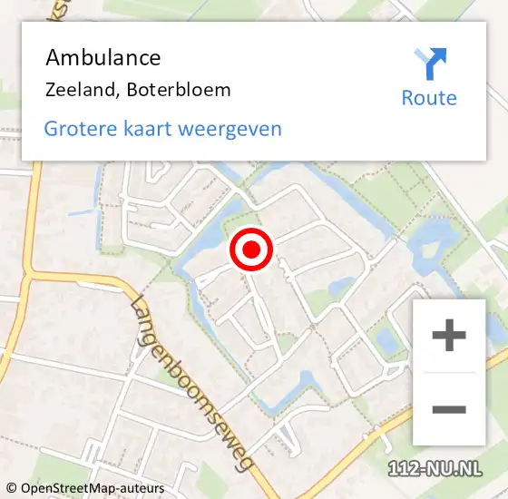 Locatie op kaart van de 112 melding: Ambulance Zeeland, Boterbloem op 25 september 2019 11:02