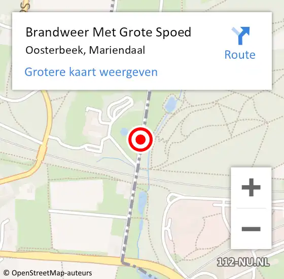 Locatie op kaart van de 112 melding: Brandweer Met Grote Spoed Naar Oosterbeek, Mariendaal op 25 september 2019 11:12