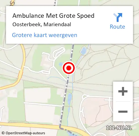 Locatie op kaart van de 112 melding: Ambulance Met Grote Spoed Naar Oosterbeek, Mariendaal op 25 september 2019 11:12