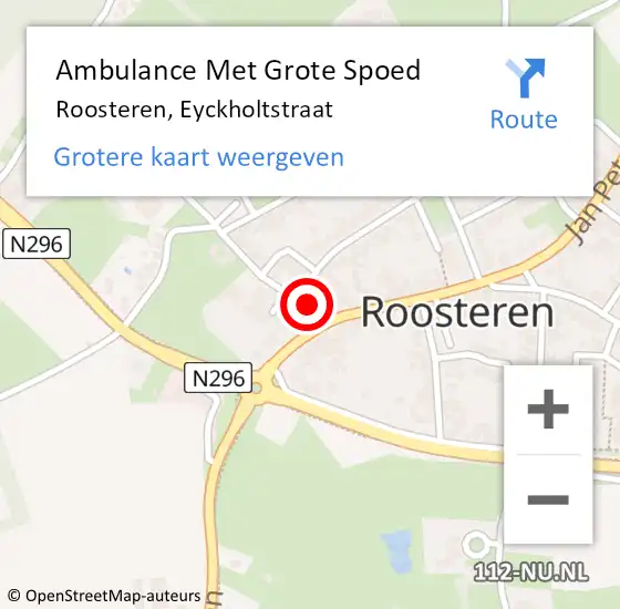 Locatie op kaart van de 112 melding: Ambulance Met Grote Spoed Naar Roosteren, Eyckholtstraat op 14 april 2014 19:41