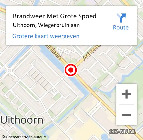 Locatie op kaart van de 112 melding: Brandweer Met Grote Spoed Naar Uithoorn, Wiegerbruinlaan op 25 september 2019 11:58