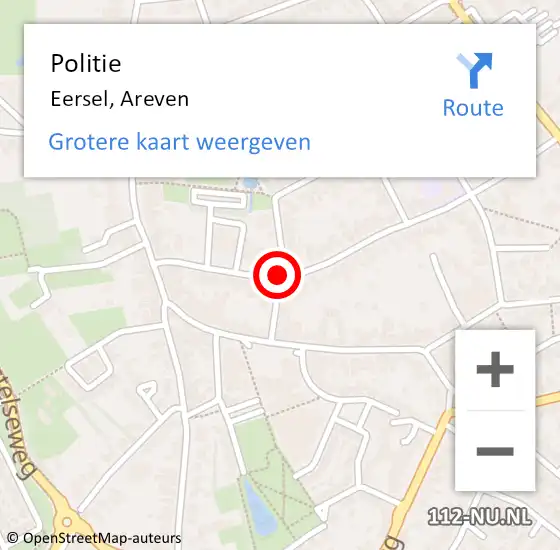 Locatie op kaart van de 112 melding: Politie Eersel, Areven op 25 september 2019 12:04