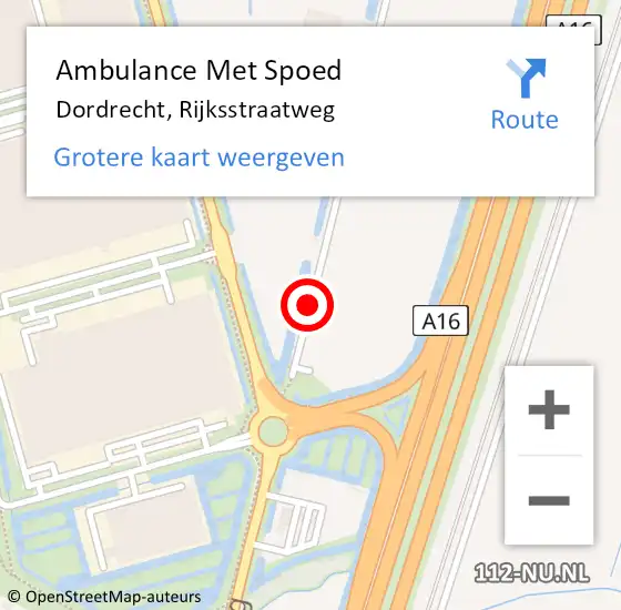 Locatie op kaart van de 112 melding: Ambulance Met Spoed Naar Dordrecht, Rijksstraatweg op 25 september 2019 12:23