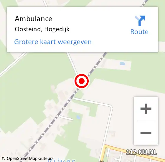 Locatie op kaart van de 112 melding: Ambulance Oosteind, Hogedijk op 25 september 2019 13:55