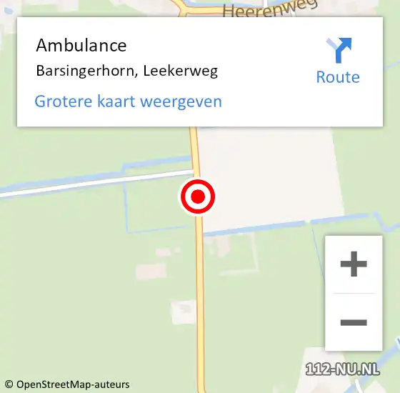 Locatie op kaart van de 112 melding: Ambulance Barsingerhorn, Leekerweg op 25 september 2019 15:31
