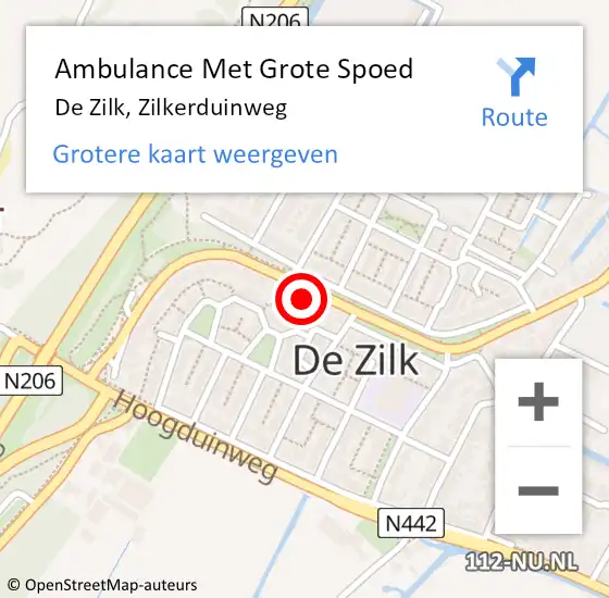 Locatie op kaart van de 112 melding: Ambulance Met Grote Spoed Naar De Zilk, Zilkerduinweg op 14 april 2014 20:11