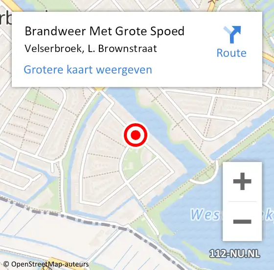 Locatie op kaart van de 112 melding: Brandweer Met Grote Spoed Naar Velserbroek, L. Brownstraat op 25 september 2019 17:18