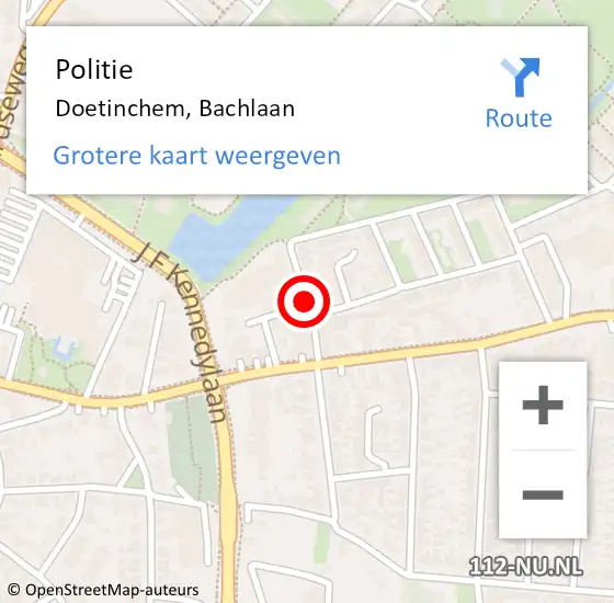 Locatie op kaart van de 112 melding: Politie Doetinchem, Bachlaan op 25 september 2019 17:34