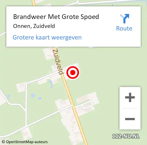 Locatie op kaart van de 112 melding: Brandweer Met Grote Spoed Naar Onnen, Zuidveld op 25 september 2019 17:37