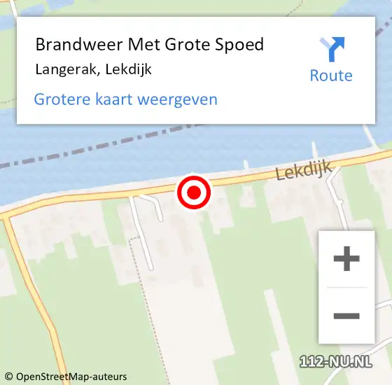 Locatie op kaart van de 112 melding: Brandweer Met Grote Spoed Naar Langerak, Lekdijk op 14 april 2014 20:19