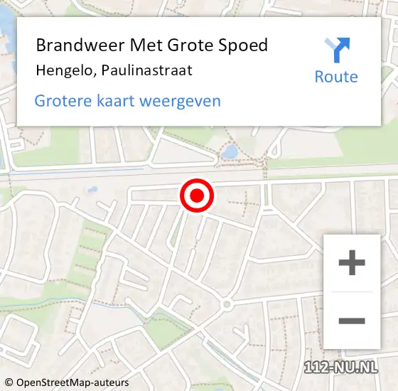 Locatie op kaart van de 112 melding: Brandweer Met Grote Spoed Naar Hengelo, Paulinastraat op 14 april 2014 20:19