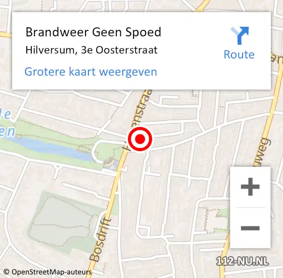 Locatie op kaart van de 112 melding: Brandweer Geen Spoed Naar Hilversum, 3e Oosterstraat op 14 april 2014 20:20