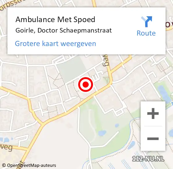 Locatie op kaart van de 112 melding: Ambulance Met Spoed Naar Goirle, Doctor Schaepmanstraat op 25 september 2019 18:57