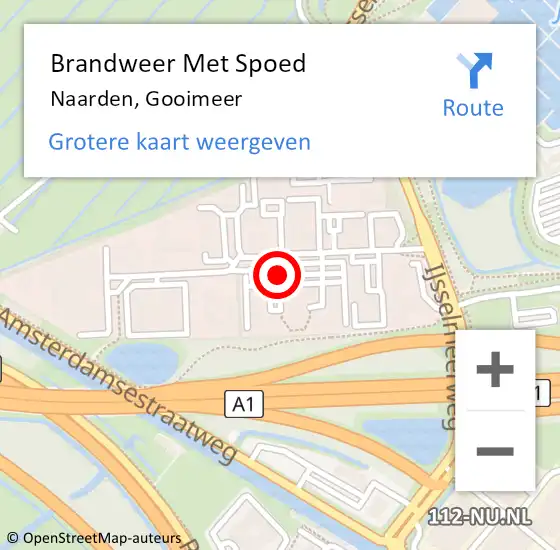 Locatie op kaart van de 112 melding: Brandweer Met Spoed Naar Naarden, Gooimeer op 25 september 2019 19:28