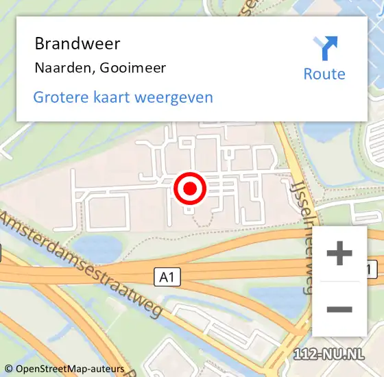 Locatie op kaart van de 112 melding: Brandweer Naarden, Gooimeer op 25 september 2019 19:29