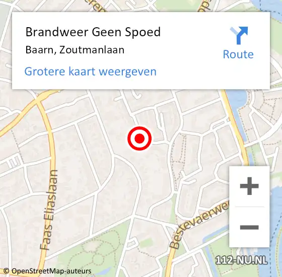 Locatie op kaart van de 112 melding: Brandweer Geen Spoed Naar Baarn, Zoutmanlaan op 25 september 2019 19:30