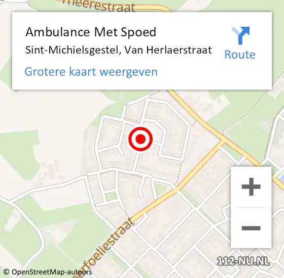 Locatie op kaart van de 112 melding: Ambulance Met Spoed Naar Sint-Michielsgestel, Van Herlaerstraat op 25 september 2019 19:35