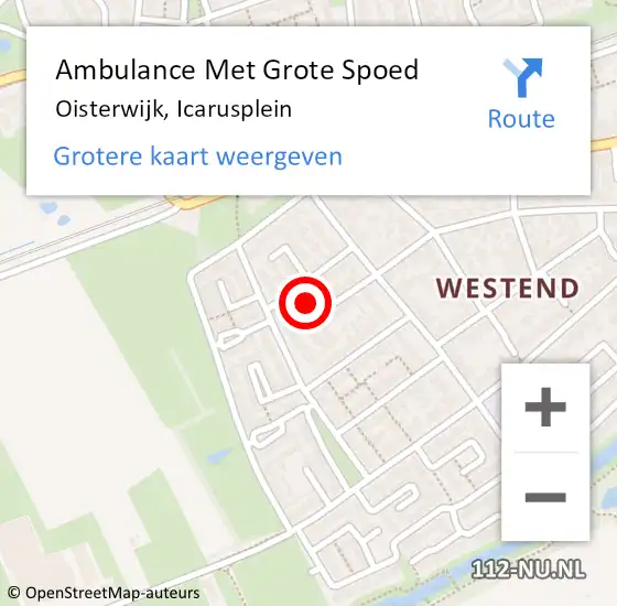 Locatie op kaart van de 112 melding: Ambulance Met Grote Spoed Naar Oisterwijk, Icarusplein op 14 april 2014 20:29