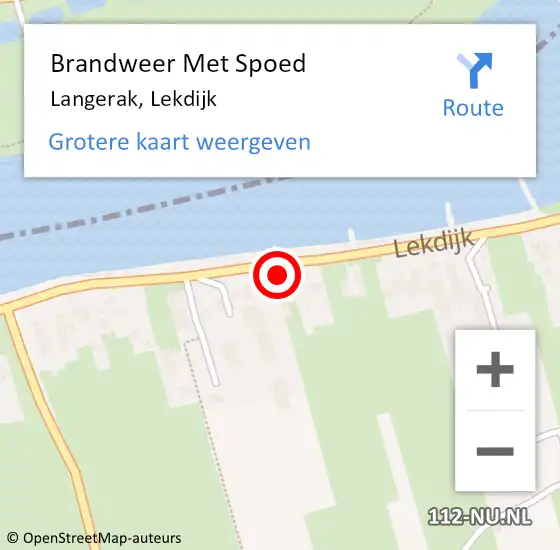 Locatie op kaart van de 112 melding: Brandweer Met Spoed Naar Langerak, Lekdijk op 14 april 2014 20:38