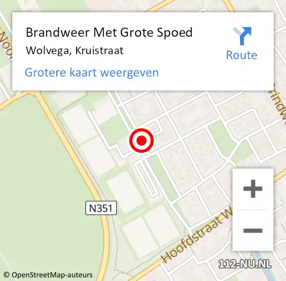 Locatie op kaart van de 112 melding: Brandweer Met Grote Spoed Naar Wolvega, Kruistraat op 25 september 2019 20:40