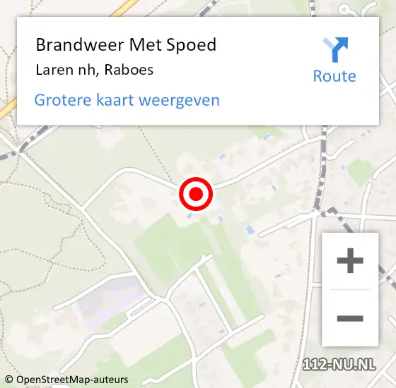 Locatie op kaart van de 112 melding: Brandweer Met Spoed Naar Laren nh, Raboes op 25 september 2019 21:04