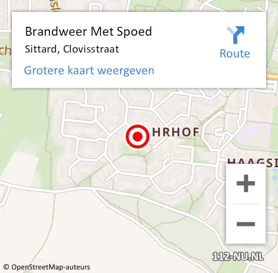 Locatie op kaart van de 112 melding: Brandweer Met Spoed Naar Sittard, Clovisstraat op 25 september 2019 22:31