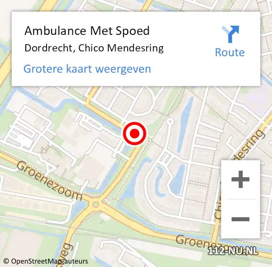 Locatie op kaart van de 112 melding: Ambulance Met Spoed Naar Dordrecht, Chico Mendesring op 25 september 2019 23:03