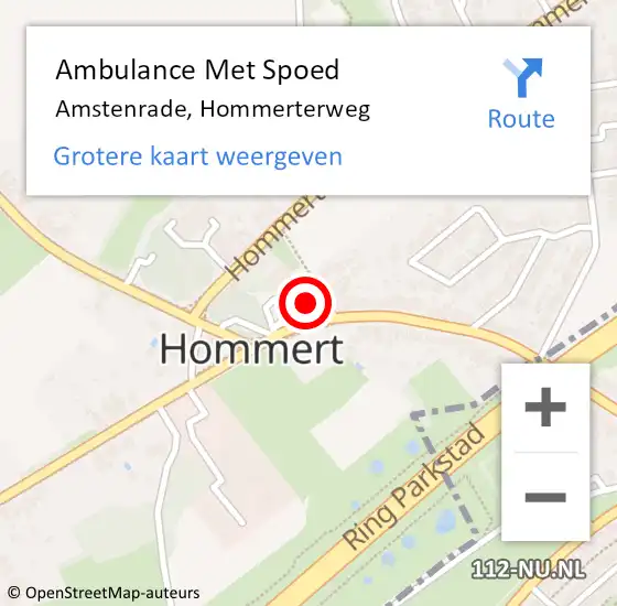 Locatie op kaart van de 112 melding: Ambulance Met Spoed Naar Amstenrade, Hommerterweg op 14 april 2014 21:13