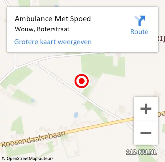 Locatie op kaart van de 112 melding: Ambulance Met Spoed Naar Wouw, Boterstraat op 14 april 2014 21:14