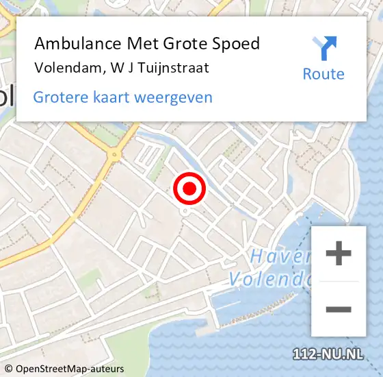 Locatie op kaart van de 112 melding: Ambulance Met Grote Spoed Naar Volendam, W J Tuijnstraat op 26 september 2019 04:24