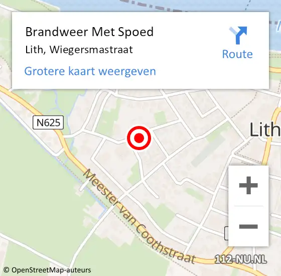 Locatie op kaart van de 112 melding: Brandweer Met Spoed Naar Lith, Wiegersmastraat op 26 september 2019 06:00